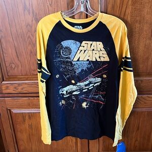 NWT Star Wars Graphic Long Sleeve Mens Tee Falcon Shot Size Large